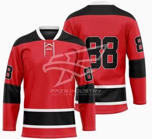 Chemises de hockey sur glace directes d'usine Vente en gros de maillots de sport d'équipe en tissu polyester durable OEM avec logo personnalisé - Product Image 4
