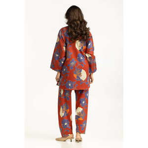 Conjunto Coordinado de Mujer, Estampado, Viscosa Tencel, Ecológico, Cuello en V, Manga Larga, Tela Satén Informal para Primavera/Verano, Modelo IPST-55056 - Product Image 6