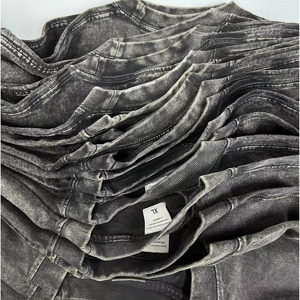 Venta al por mayor de camisetas de 230g/m2 para hombre, camisetas lavadas con minerales de alta calidad con logotipo personalizado, camiseta de gran tamaño Vintage Boxy Acid para hombre - Product Image 3