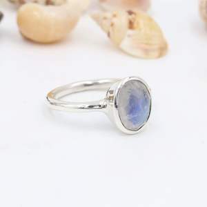 Anillo de fiesta de aniversario de compromiso de boda clásico de Plata de Ley 925 con piedra lunar corte ovalado piedra preciosa regalo de joyería fina - Product Image 1