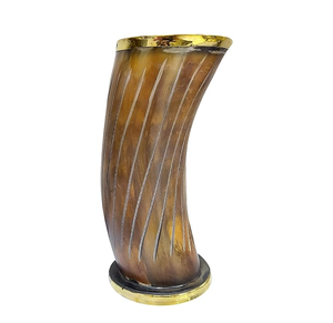 Cuerno de Búfalo, diseño de latón, 3 piezas, copa de vino de cuerno de búfalo medio quemado personalizada de alta calidad - Product Image 5