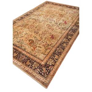 Tapis en soie noué à la main Gulmarg Pae-6323 vert, 10 mm d'épaisseur, avec motif animalier pour la maison, l'entrée, le salon, la chambre - Product Image 2