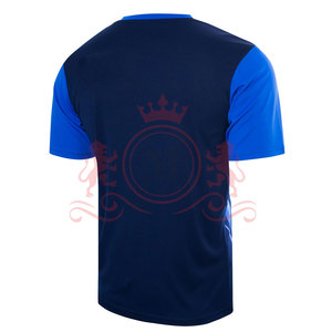 Camiseta de Fútbol para Hombre, Color Azul con Bloques de Color, Manga Corta, Cuello en V, Poliéster que Absorbe la Humedad, Ajuste Atlético, para Todas las Temporadas - Product Image 3