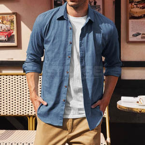 Chemise en jean 100 % coton, coupe décontractée, respirante, écologique, légère, avec coutures soignées et toucher doux. - Product Image 4