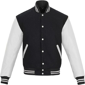 <b>Men</b> Classic Black and <b>White</b> Varsity <b>Jacket</b> Traditional Two Tone Athletic Letterman Bomber custom design - Product Image 1
