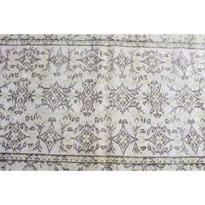 Tapis turc vintage 3,3x6,6 pi (101x200 cm), tapis blanc à motifs floraux - Product Image 4