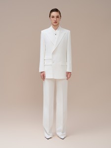 ชุดเสื้อผ้า2ชิ้นสีขาวขาวชุดสตรีกางเกงขาบานเอวสูงสไตล์หรูหรา - Product Image 3