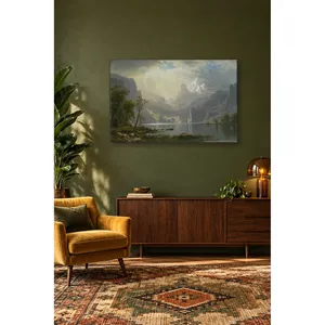 Impresión en lienzo de las montañas nevadas y el lago Tahoe de Fida Albert Bierstadt - Product Image 2