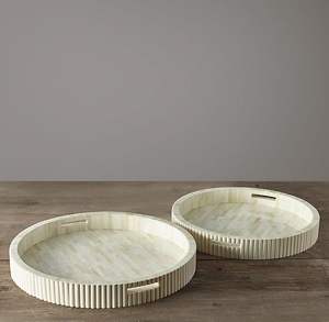 Plateau en bois de manguier de luxe avec finition blanche plateau de service décoratif pour salon chambre et cuisine plateau en bois de haute qualité - Product Image 6