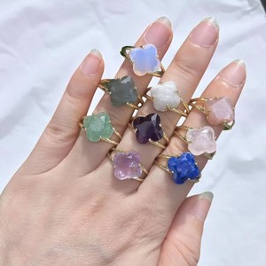 Bague en argent sterling en forme de trèfle vert fraise Quartz-Bague personnalisée faite à la main-Bague plaquée or - Product Image 2