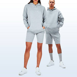 Conjunto de pantalones cortos y Sudadera con capucha y hombros caídos causales al por mayor para hombre, conjunto de Sudadera con capucha y pantalones cortos de talla grande con logotipo personalizado de 2 piezas para correr - Product Image 4