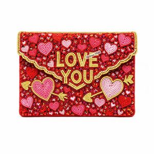 Colección de Bolsos de Mano de Lujo con Cuentas Hechas a Mano para San Valentín, Tema de Corazón, XO, Amor, Bolsos Tipo Sobre, Calidad de Exportación - Product Image 2