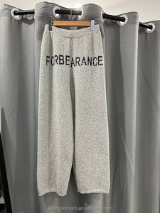 กางเกงสเวตเตอร์ผ้าขนแกะผ้าขนแกะมีเชือกผูกด้านหน้าแบบลำลองผ้าคอตตอนน้ำหนักเบาพิมพ์ลาย - Product Image 2