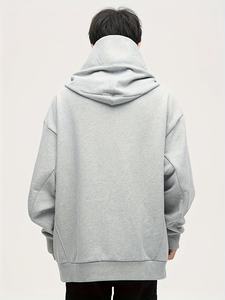 เสื้อสเวตเตอร์แขนยาวคอเต่ามีฮู้ดผ้าฟลีซและเสื้อฮู้ดไหล่ตกสำหรับผู้ชาย - Product Image 2