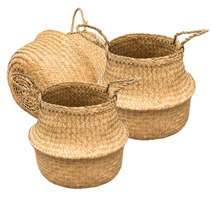 PRODUIT LE PLUS VENDU Panier en jonc de mer tissé à la main Panier artisanal pour l'organisation et le stockage de la cuisine - Product Image 1