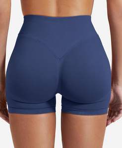 Shorts Deportivos Personalizados Sin Costuras, Transpirables, de Alta Elasticidad, con Efecto Scrunch en los Glúteos, para Gimnasio, Yoga, Cintura Baja, con Bolsillos, Cintura Media, Lavados - Product Image 4