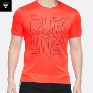 High Quality 100% Polyester <b>Men's</b> Gym Fitness Sport Tshirt Wholesale Custom <b>Red</b> Color Casual Plain Tee for Spring Summer - Product Image 1