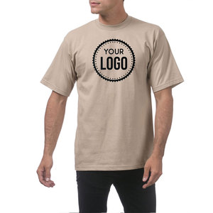 Pro Club Men's Heavyweight Cotton Camiseta de manga corta con cuello redondo Streetwear Camiseta caqui personalizada para hombres - Product Image 4