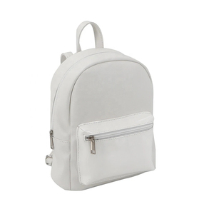 Minimalist White Microfiber <b>Backpack</b> with Front Zip Pocket Lightweight Softback Design Unisex Daily Use Shoulder <b>Straps</b> Handle - Product Image 1