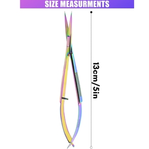Ciseaux droits en acier inoxydable à 5 ressorts pour la taille des sourcils, des cils et la broderie, certifiés CE - Product Image 2