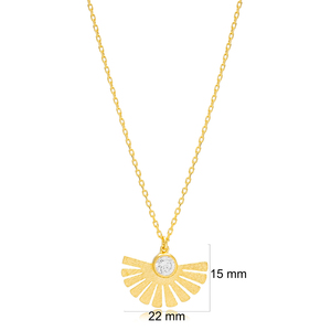 Collar con Colgante de Piedra de circón transparente, diseño de ventilador, joyería de plata de ley 925 turca - Product Image 3