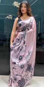 Tela de seda étnica Super Hit suave con diseño floral y trabajo de corte de borde Zarkhand respetuoso con el medio ambiente y estirable para todas las ocasiones - Product Image 2