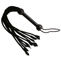FOURCHETTES EN CUIR HMB-520A FLOGGER 9 O CAT TRESSES TAILS CUIR SUEDE ROUGE NOIR AVEC POIGNÉE RONDE DOUX