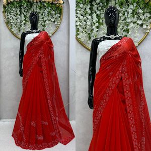 Mới nhất phong cách Bollywood phong cách đẹp <span class=keywords><strong>georgette</strong></span> sequin thêu partywear <span class=keywords><strong>Saree</strong></span> cho đám cưới và bên cho phụ nữ - Product Image 5