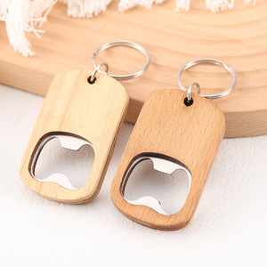Porte-clés en bois vierges à graver, ouvre-bouteilles, en vrac, pour cadeaux de mariage, d'anniversaire, de fête, fournitures promotionnelles DIY - Product Image 1