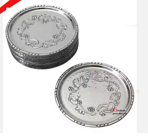 Sous-verre rond en acier inoxydable argenté de nouvelle conception pour la maison, l'hôtel, le restaurant - Product Image 1