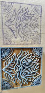 Bloc d'impression en bois sculpté à la main avec motif floral de lotus |   Outil de blocage d'impression textile traditionnel indien carré - Product Image 5