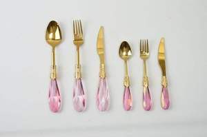 Couverts en acier inoxydable avec poignées en résine jaune Couverts à miroir Set de cuillères pour restaurant hôtel - Product Image 5