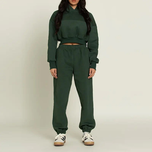 Ropa de gimnasio de lavado ácido informal de talla grande para mujer a la moda, Top corto de dos piezas, pantalones de chándal con capucha, Logo, conjunto de chándal para correr y Fitness - Product Image 1