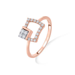 Bague carrée en or rose sertie de diamants Bright Corner Squared Fashion - Product Image 3