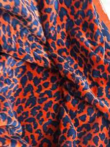 Vintage Cotton Velvet Curtain Coral & Blue Leopard Print Boho Drapes Home Decor Cotton Luxury Cotton Velvet Vintage Style - Product Image 4