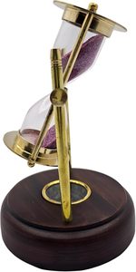 High Quality 4-Inch Brass Nautical <b>Sand</b> Timer Handmade Vintage Decor White <b>Sand</b> Wooden Base Glass Compass for Birthday - Product Image 5