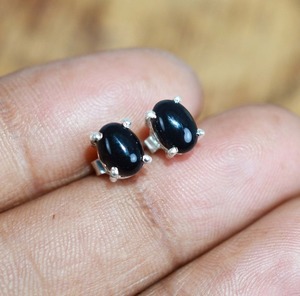 Bijoux pour femmes Boucles d'oreilles en argent style bohème Bijoux en argent sterling 925 Onyx noir Boucles d'oreilles tendance faites à la main - Product Image 2