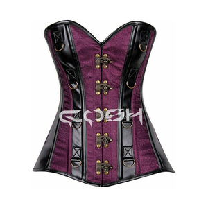 Fabricant de Corsets en Brocart Blanc avec Panneaux en Cuir - Vente en Gros et Designs Personnalisés - Product Image 4