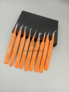 Pince à cils orange en acier inoxydable japonais, pointue, pour extensions de cils volume, avec logo personnalisé - Product Image 6