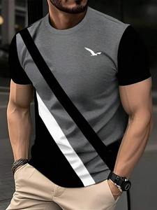 Camiseta de Hombre Personalizada con Estampado a Cuadros, 100% Algodón Ecológico, Tejido de Punto, Estilo Urbano, Cómoda y Transpirable para el Verano - Product Image 6