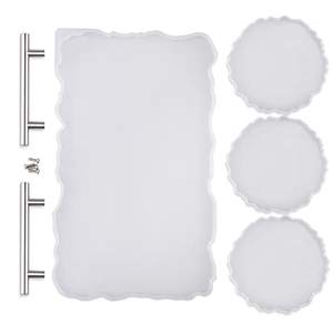 Venta al por mayor de lujo barato de resina decorativa bandejas para servir la decoración del hogar bandeja de resina asas doradas - Product Image 3