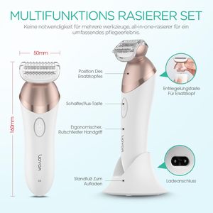 Depiladora Eléctrica 4 en 1 para Mujer, Recortadora Íntima, Cepillo Facial Impermeable IPX7 y Masajeador para Brazos/Piernas/Axilas y Zona del Bikini - Product Image 3