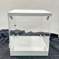 Quadratische abschließbare Acryl hülle Action figur Display box Arbeits platte Rotierende Acryl vitrine mit LED-Leuchten