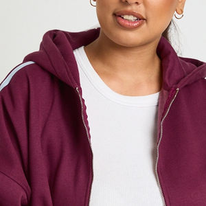 Premium Women Side Stripe Oversized <b>Zip</b> <b>Up</b> <b>Hoodie</b> With Breathable & Comfortable Hood For Styling In Winters Wholesale Rate Cheap - Product Image 2