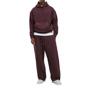 Conjunto Deportivo Unisex de Estilo Urbano para Hombre, Pantalones Deportivos, Sudadera con Capucha Extra Grande, Ecológico, Transpirable, Lavado Ácido, Color Sólido, Personalizado - Product Image 3