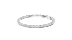 Pulsera de tenis de oro blanco de 10K con diamantes sintéticos cultivados en laboratorio de corte ovalado Veloria, chapada en rodio, de lujo para mujer, Eterna Glow - Product Image 2