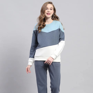 Conjunto Deportivo de Dos Piezas para Mujer, Personalizado, con Bloques de Color, Sudadera de Cuello Redondo y Pantalones Jogger, Ropa Casual para Estar en Casa, Venta al Por Mayor OEM - Product Image 1