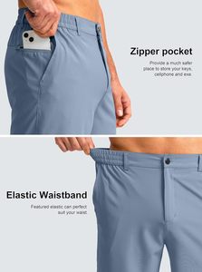 Pantalones cortos de trabajo de Golf ligeros informales para hombre, de secado rápido, transpirables, elásticos, patrón sólido, bordados, 3 bolsillos, cintura elástica, lona - Product Image 3