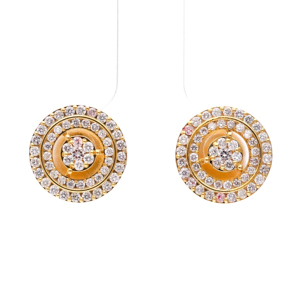 Pendientes de Botón con Halo de Flores Redondas de Lujo para Mujer, para Boda - Product Image 1