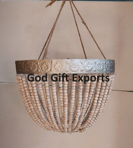 Petit lustre moderne en bois fait à la main de style américain gaufrage impression multi-usages pour le salon noël pâques - Product Image 3